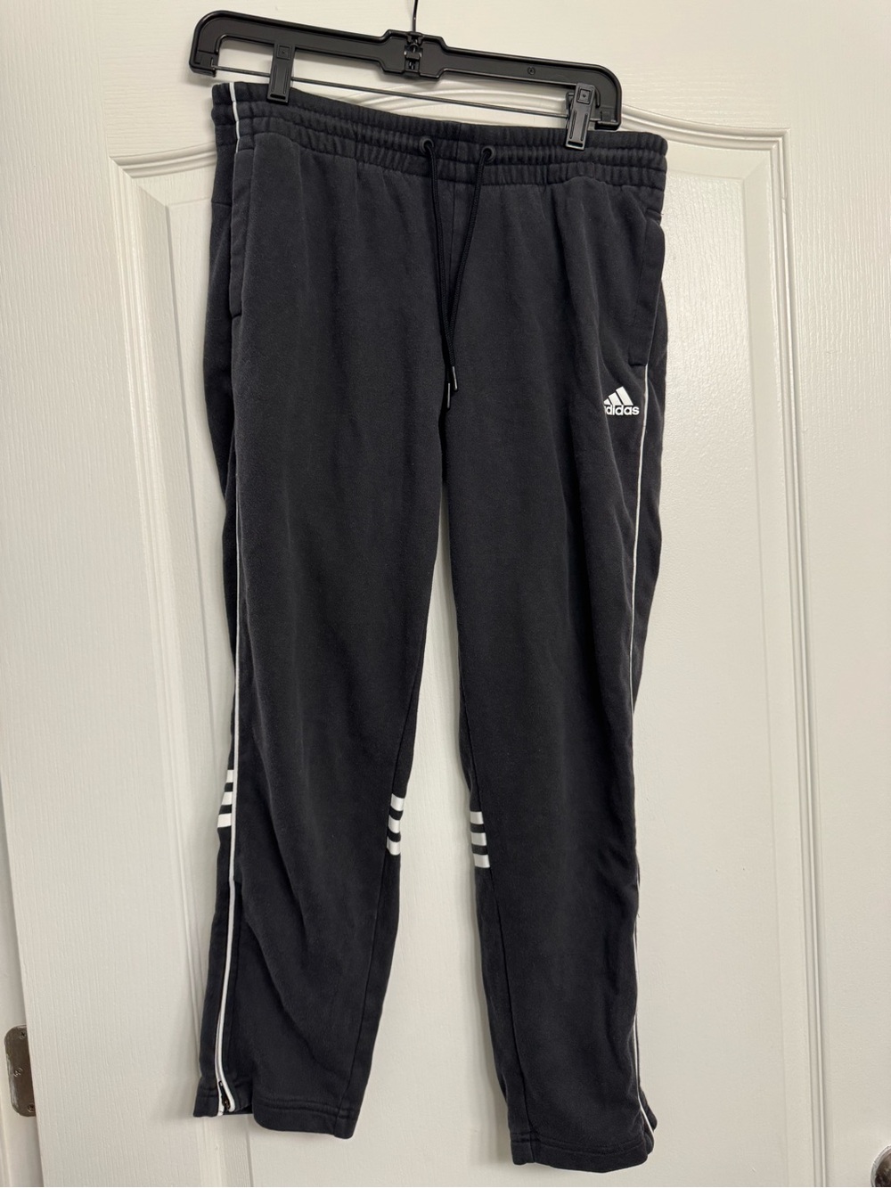 adidas Black Joggers with White Stripe Accents